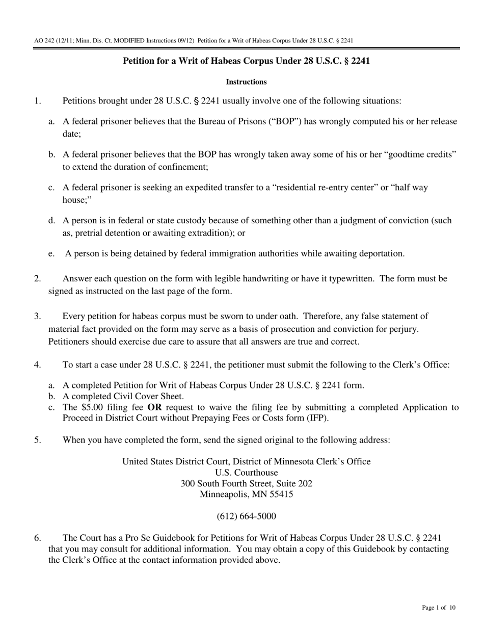 Form AO242 - Fill Out, Sign Online and Download Fillable PDF, Minnesota ...