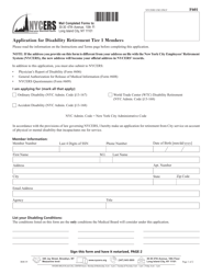 Document preview: Form F601 Application for Disability Retirement for Tier 1 Members - New York City