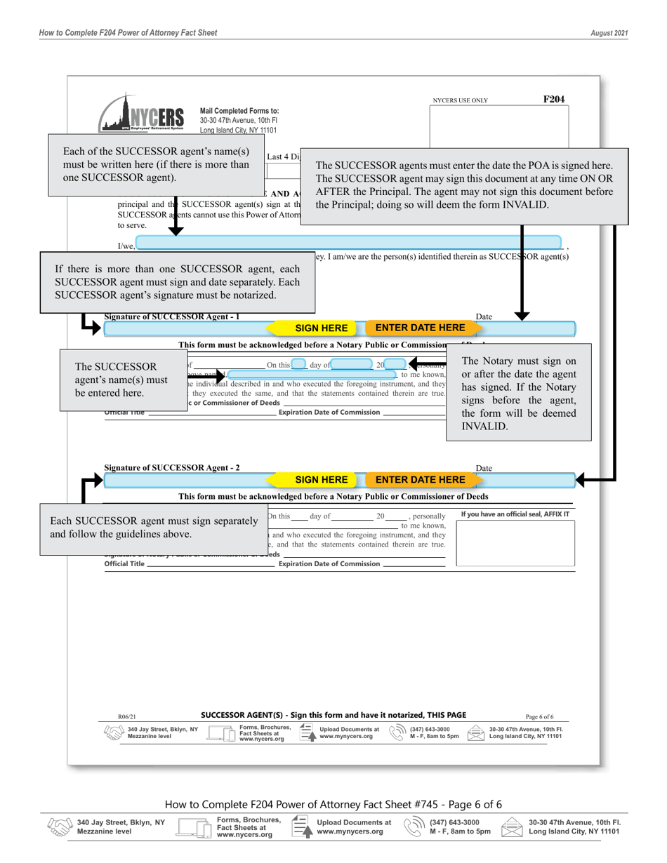 Instructions for Form F204 Special Durable Power of Attorney - New York City, Page 6