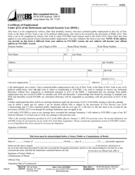 Form F353 &quot;Certificate of Employment Under 212 of the Retirement and Social Security Law (Rssl)&quot; - New York City