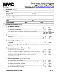 Document preview: Construction Safety Compliance Appointment Request Form - New York City