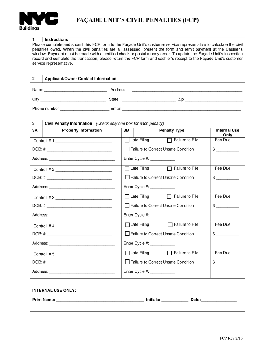 Facade Units Civil Penalties (Fcp) - New York City, Page 1