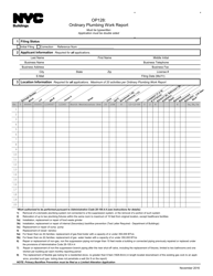 Form OP128 Ordinary Plumbing Work Report - New York City