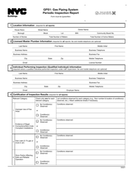 Form GPS1 &quot;Gas Piping System Periodic Inspection Report&quot; - New York City