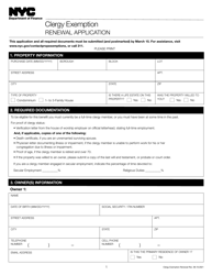 Clergy Exemption Renewal Application - New York City, Page 3