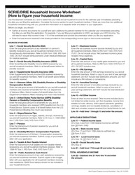 Scrie/Drie Household Income Worksheet - New York City