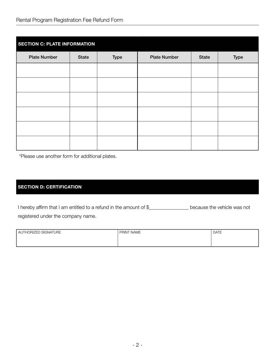 Rental Program Registration Fee Refund Form - New York City, Page 2
