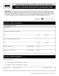 Document preview: Rental Program Registration Fee Refund Form - New York City