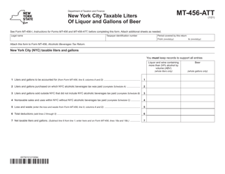 Document preview: Form MT-456-ATT New York City Taxable Liters of Liquor and Gallons of Beer - New York