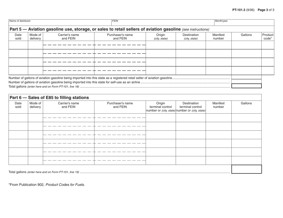 Form PT-101.3 Nontaxable Sales of Motor Fuel - New York, Page 3
