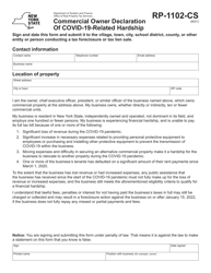 Document preview: Form RP-1102-CS Commercial Owner Declaration of Covid-19-related Hardship - New York