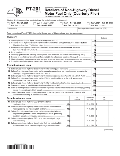 Form PT-201  Printable Pdf