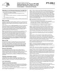 Instructions for Form PT-350 Petroleum Business Tax Return for Fuel Consumption - Commercial Vessels - New York