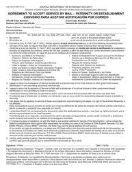 Document preview: Form CSE-1281A Agreement to Accept Service by Mail - Paternity or Establishment - Arizona (English/Spanish)