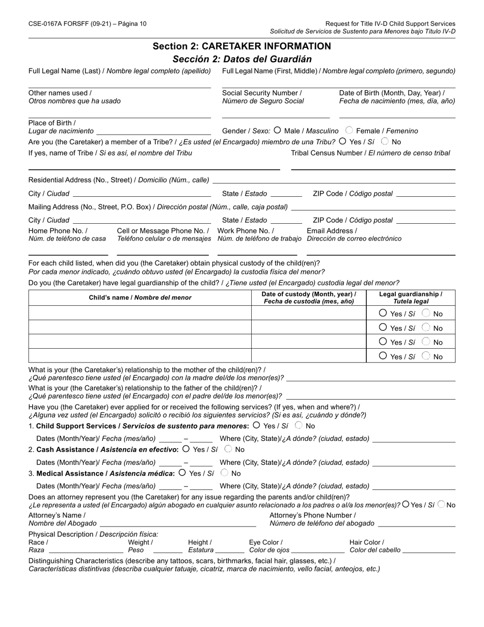 Form CSE-0167A-S Solicitud Del Titulo IV-D Para Servicios De Sustento Para Menores Y Los Derechos Y Responsabilidades Del Solicitante - Arizona (English / Spanish), Page 10