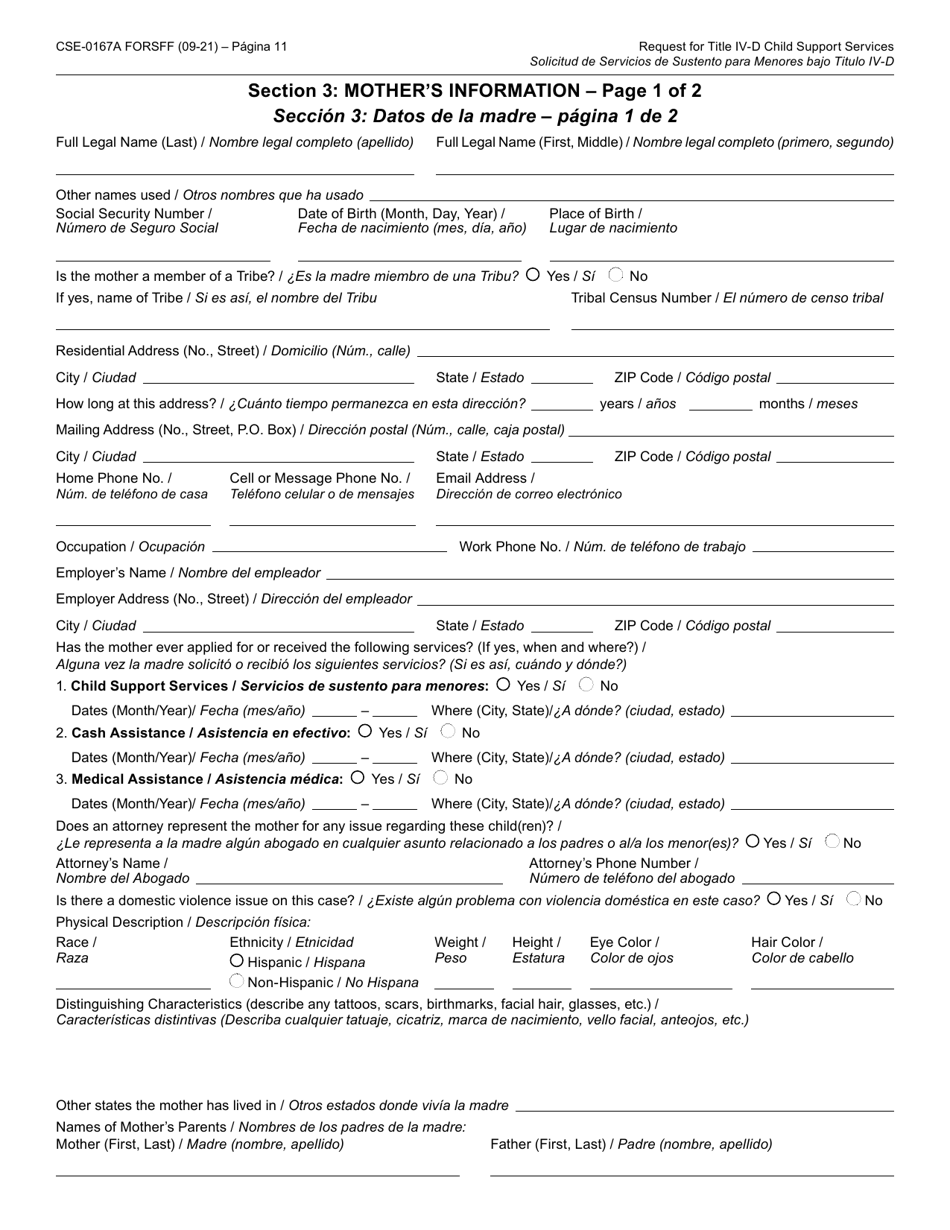 Form CSE-0167A-S Solicitud Del Titulo IV-D Para Servicios De Sustento Para Menores Y Los Derechos Y Responsabilidades Del Solicitante - Arizona (English / Spanish), Page 11