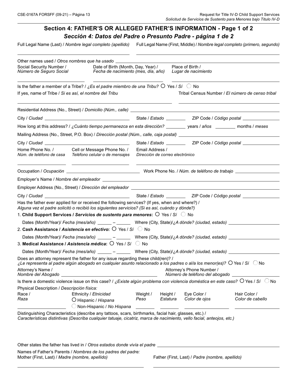 Form CSE-0167A-S Solicitud Del Titulo IV-D Para Servicios De Sustento Para Menores Y Los Derechos Y Responsabilidades Del Solicitante - Arizona (English / Spanish), Page 13