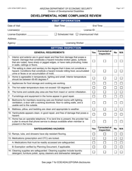 Document preview: Form LCR-1079A Developmental Home Compliance Review - Arizona