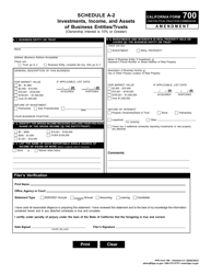 Document preview: FPPC Form 700 Schedule A-2 Investments, Income, and Assets of Business Entities/Trusts (Ownership Interest Is 10% or Greater) - Amendment - California