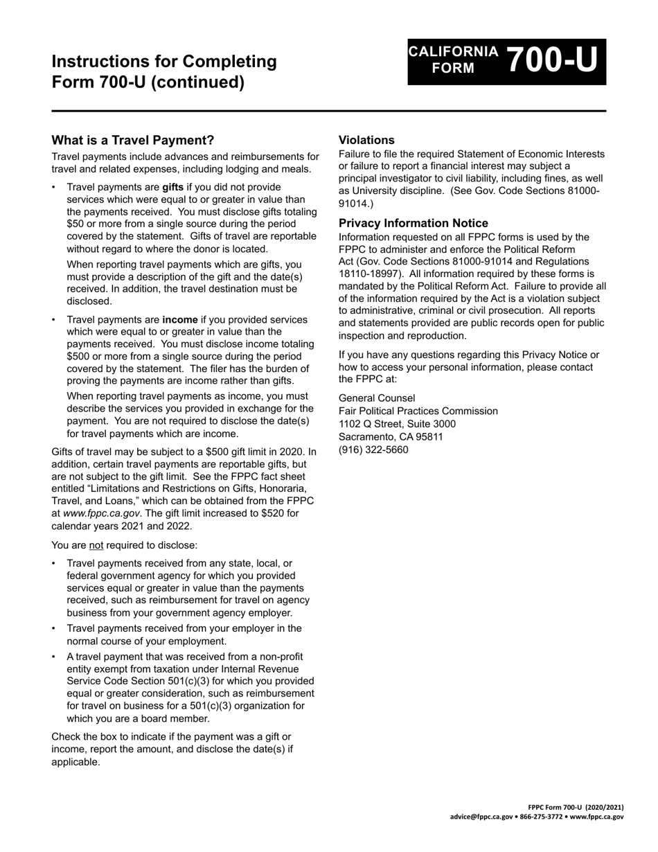 FPPC Form 700-U Statement of Economic Interests for Principal Investigators - California, Page 3