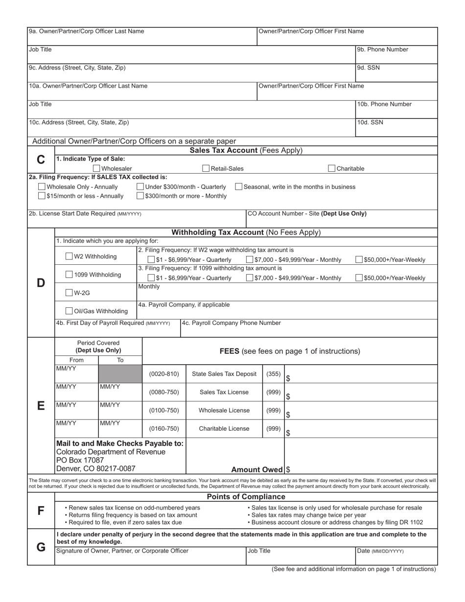 Form CR0100AP Download Fillable PDF or Fill Online Colorado Sales Tax