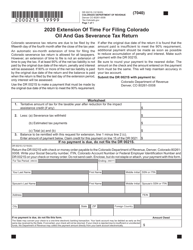 Form DR0021S &quot;Extension of Time for Filing Colorado Oil and Gas Severance Tax Return&quot; - Colorado