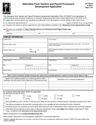 Document preview: Form GT-320227 Alternative Form Vendors and Payroll Processors Development Application - Florida