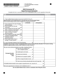 Document preview: Form DR0112RF Schedule RF Apportionment Schedule - Colorado