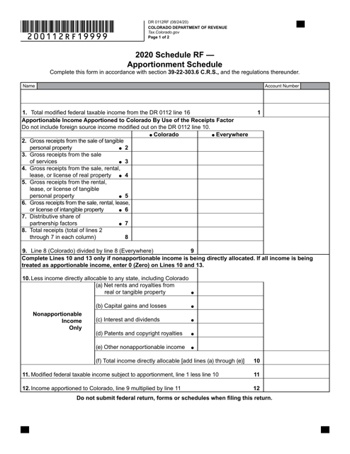 Form DR0112RF Schedule RF 2020 Printable Pdf