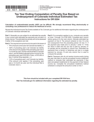 Form DR0204 &quot;Tax Year Ending Computation of Penalty Due Based on Underpayment of Colorado Individual Estimated Tax&quot; - Colorado