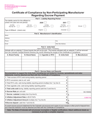 Form DR0237 Certificate of Compliance by Non-participating Manufacturer Regarding Escrow Payment - Colorado, Page 2
