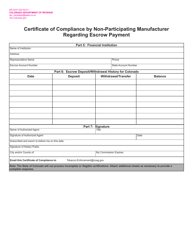 Form DR0237 Certificate of Compliance by Non-participating Manufacturer Regarding Escrow Payment - Colorado, Page 3