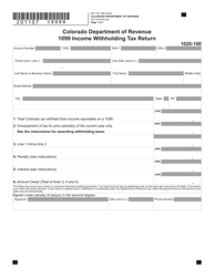 Form DR1107 1099 Income Withholding Tax Return - Colorado, Page 3