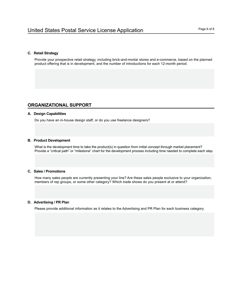 United States Postal Service License Application, Page 8