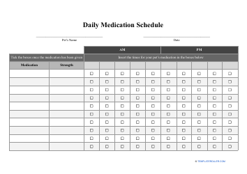&quot;Daily Medication Schedule Template for Pets&quot;