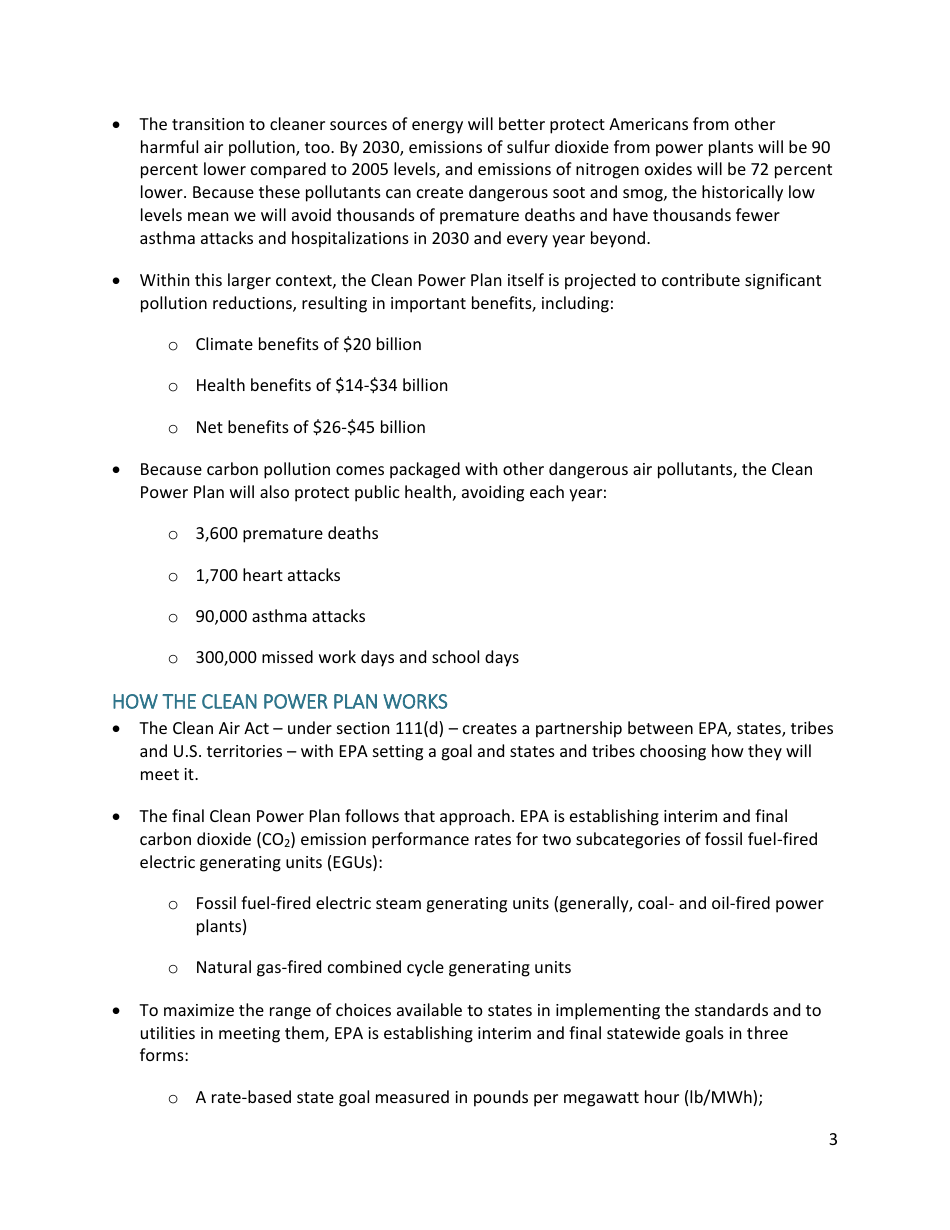 Overview of the Clean Power Plan: Cutting Carbon Pollution From Power Plants, Page 3