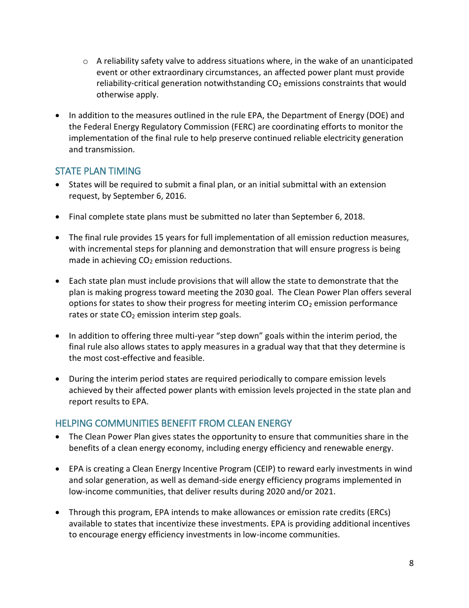 Overview of the Clean Power Plan: Cutting Carbon Pollution From Power Plants, Page 8