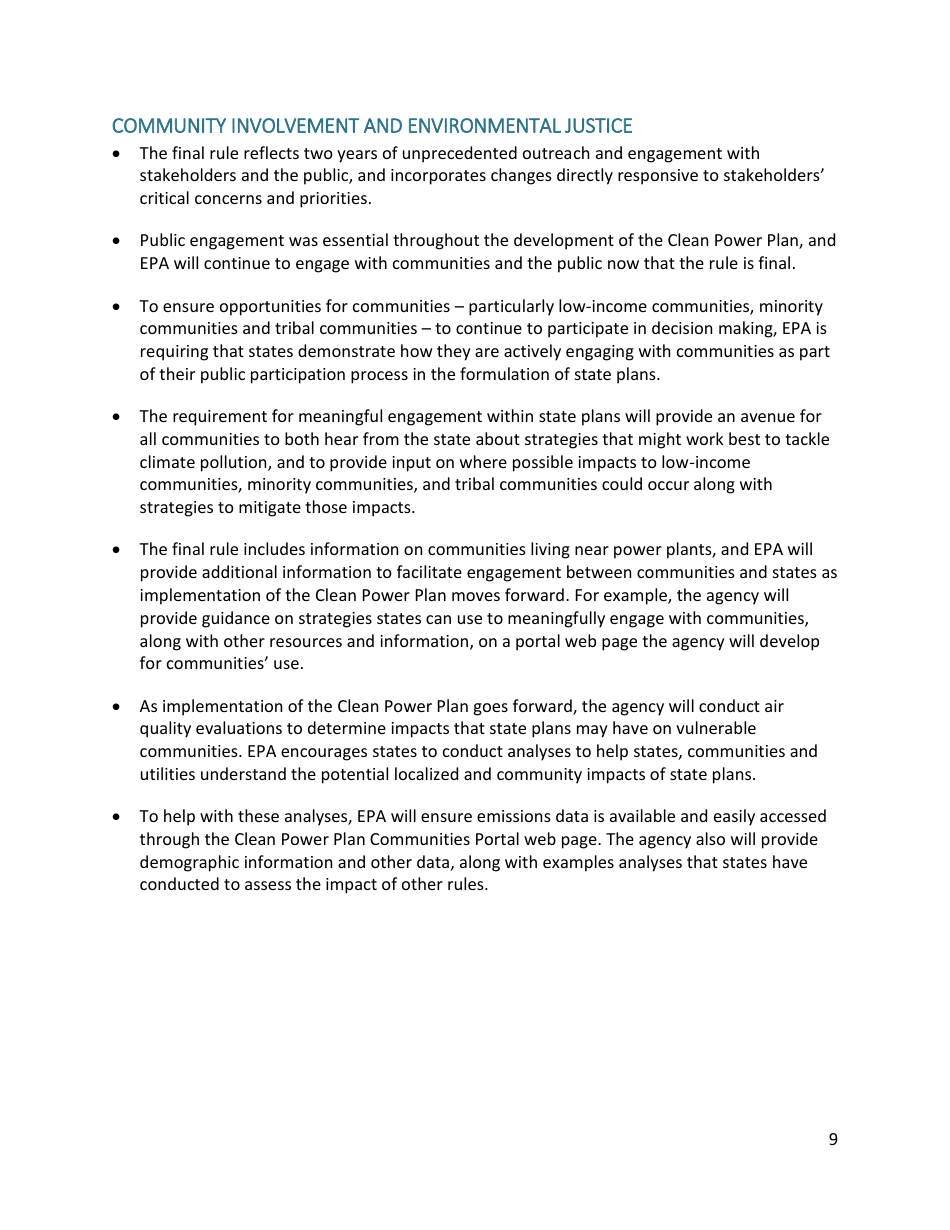Overview of the Clean Power Plan: Cutting Carbon Pollution From Power Plants, Page 9