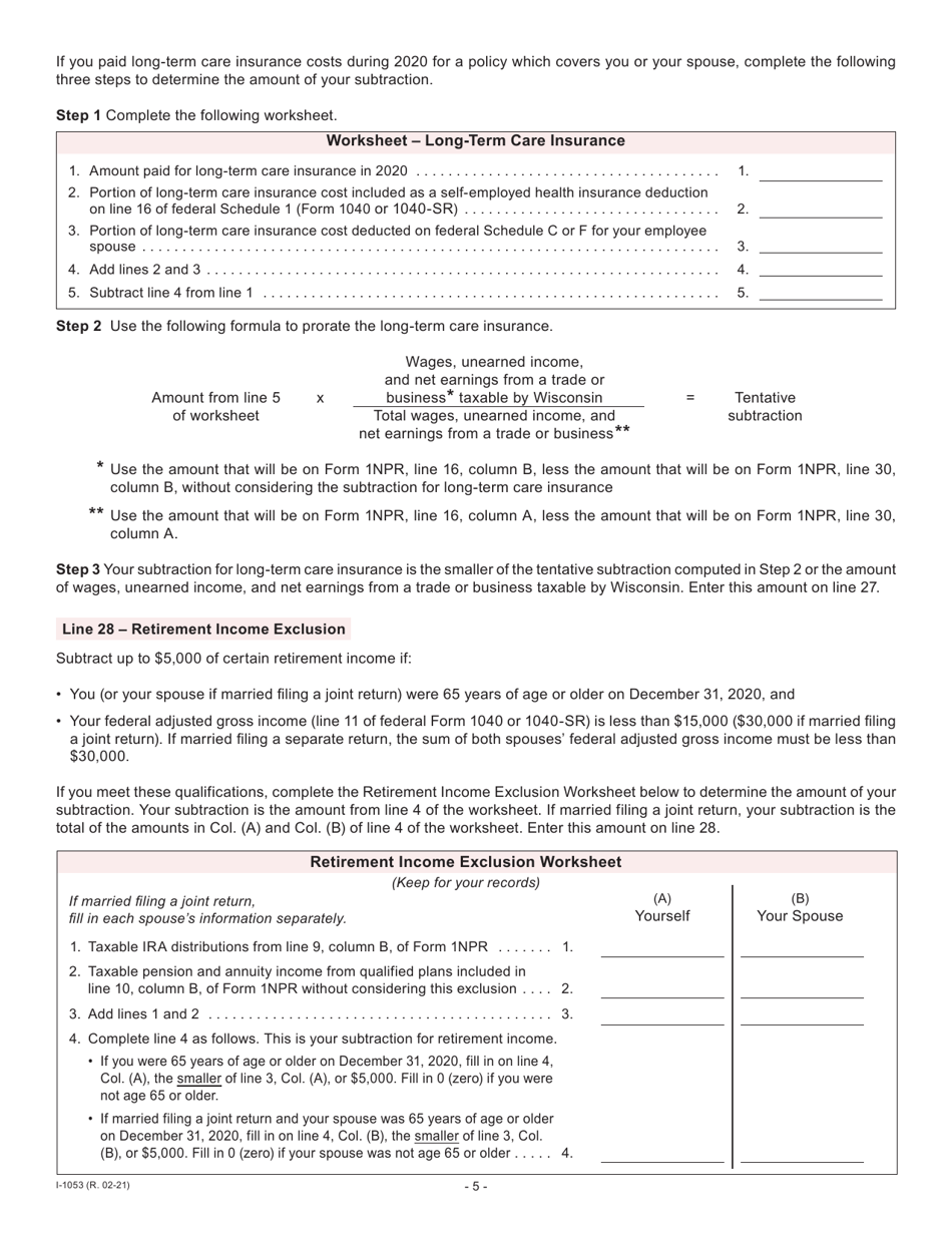 Instructions for Form I-053I Schedule M Additions to and Subtractions From Income - Wisconsin, Page 6
