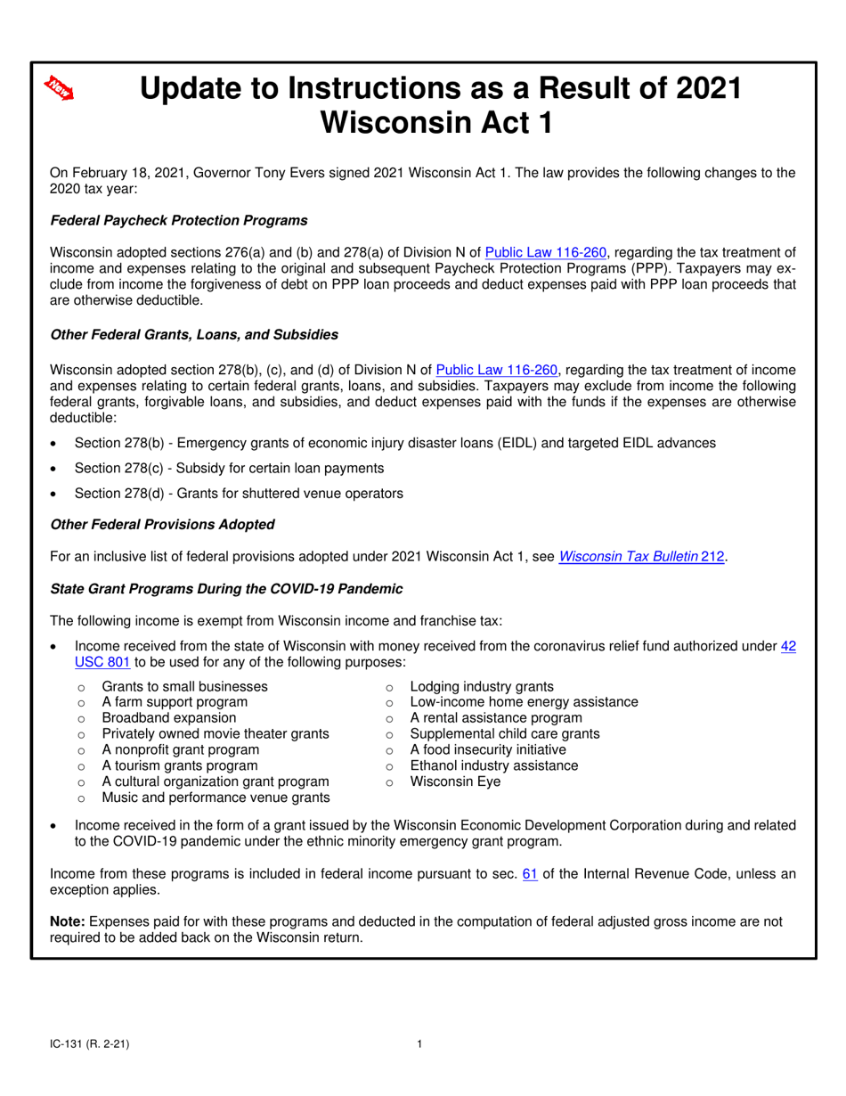 Instructions for Form IC-031 Schedule R Wisconsin Research Credits - Wisconsin, Page 1