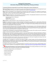 Document preview: Instructions for Form I-030 Schedule CC Request for a Closing Certificate for Fiduciaries - Wisconsin