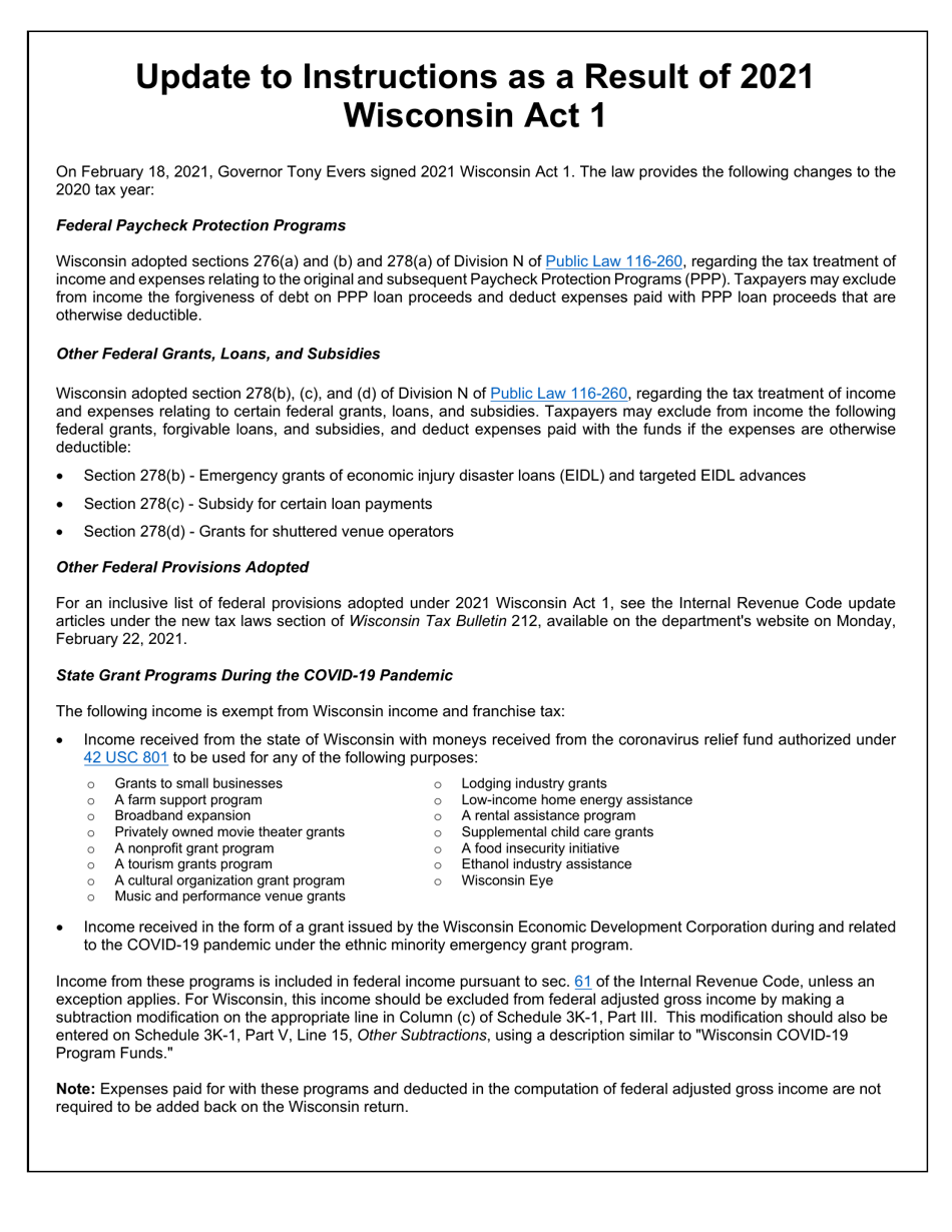 Instructions for Form IP-032 Schedule 3K-1 Partners Share of Income, Deductions, Credits, Etc. - Wisconsin, Page 1