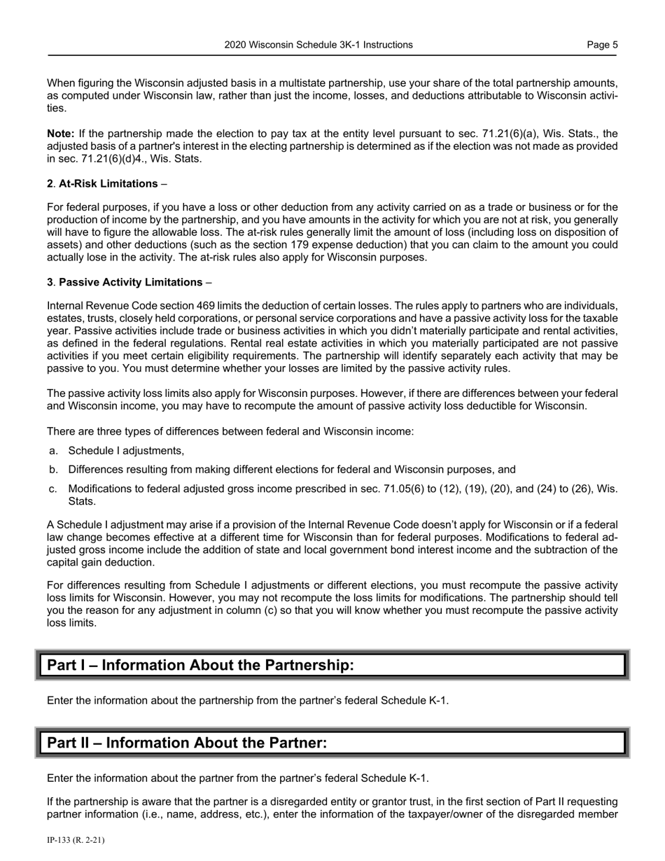 Instructions for Form IP-032 Schedule 3K-1 Partners Share of Income, Deductions, Credits, Etc. - Wisconsin, Page 6