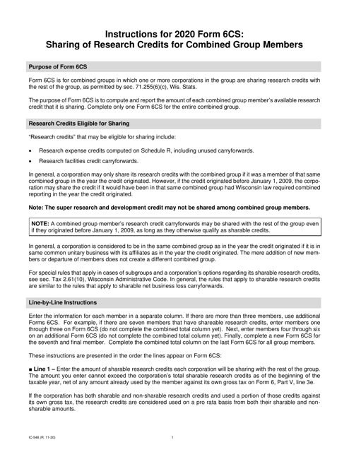 Form 6CS, IC-448 2020 Printable Pdf