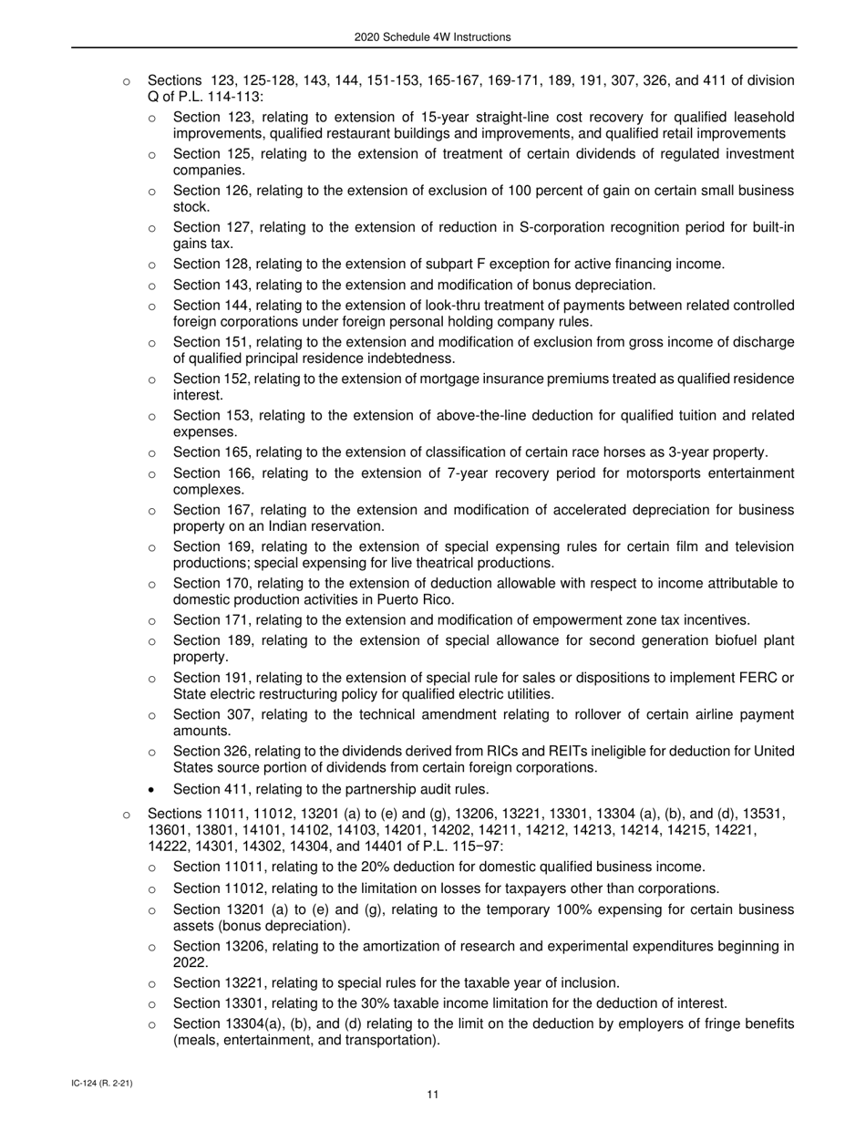 Instructions for Form IC-024 Schedule 4W Wisconsin Subtractions From Federal Income - Wisconsin, Page 11