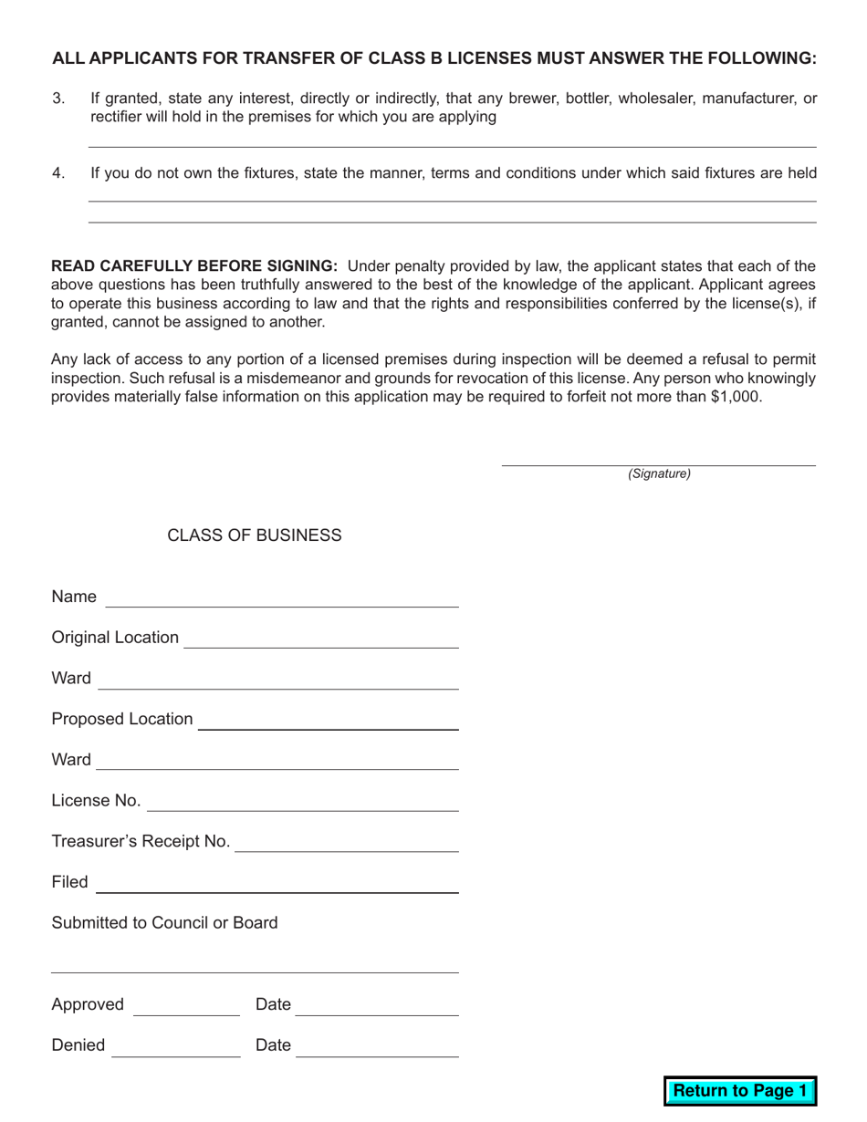 Form AT-112 Application for Transfer of Retail Licenses for Sale of Fermented Malt Beverages and / or Intoxicating Liquor From One Premises to Another - Wisconsin, Page 2