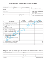 Form BT-104 Wisconsin Fermented Malt Beverage Tax Return - Sample - Wisconsin, Page 2