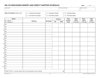 Form AB-135 Wisconsin Winery and Direct Shipper Schedule - Wisconsin, Page 4