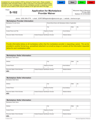 Form S-102 Application for Marketplace Provider Waiver - Wisconsin