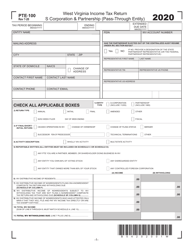 Document preview: Form PTE-100 West Virginia Income Tax Return S Corporation & Partnership (Pass-Through Entity) - West Virginia